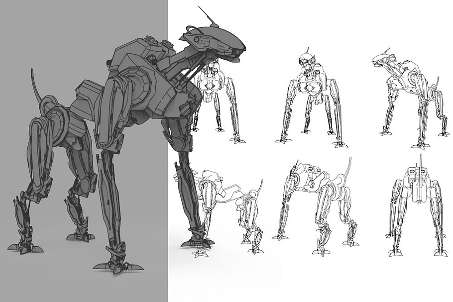 Robot Guard Dog in Illustrations - product preview 8