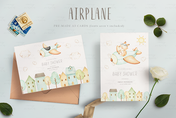 Airplane Watercolor Clip Arts in Illustrations - product preview 4