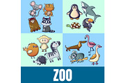 Zoo concept banner, cartoon style