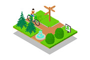 Bicycle path concept banner