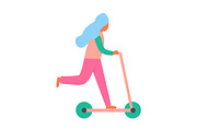 Woman Riding on Scooter Vehicle as