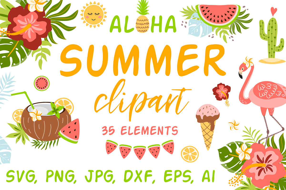 Summer clipart Cute tropical clipart in Illustrations - product preview 8