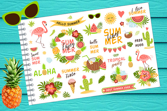Summer clipart Cute tropical clipart in Illustrations - product preview 2