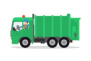 The worker on the garbage truck