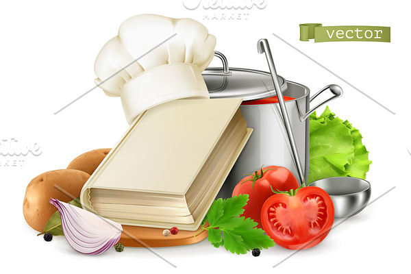 Cooking, recipe book, vegetables