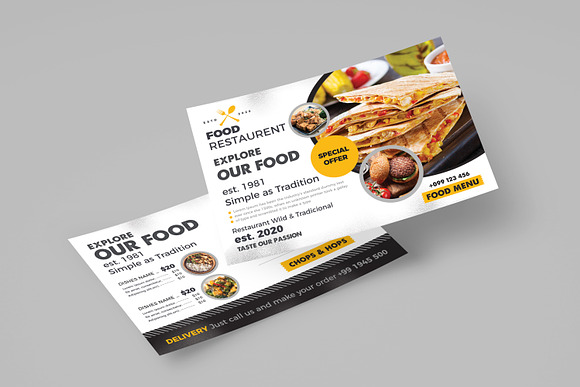 Restaurant Menu Postcard in Postcard Templates - product preview 1