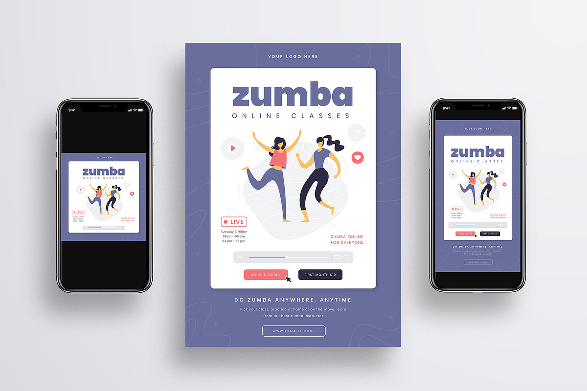 Zumba Online Class Flyer Set in Instagram Templates - product preview 8