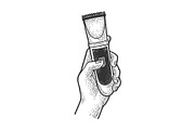 hair clipper in hand sketch vector