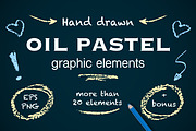 Oil pastel hand drawn elements