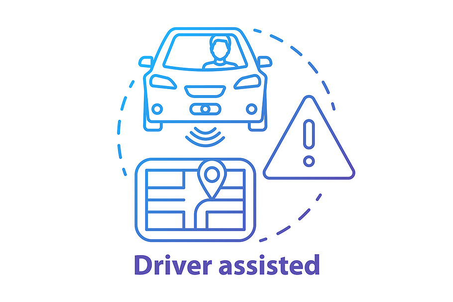 Driver assisted concept icon