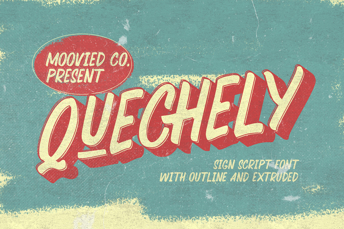 Quechely Sign Retro Layered Font in Script Fonts - product preview 8