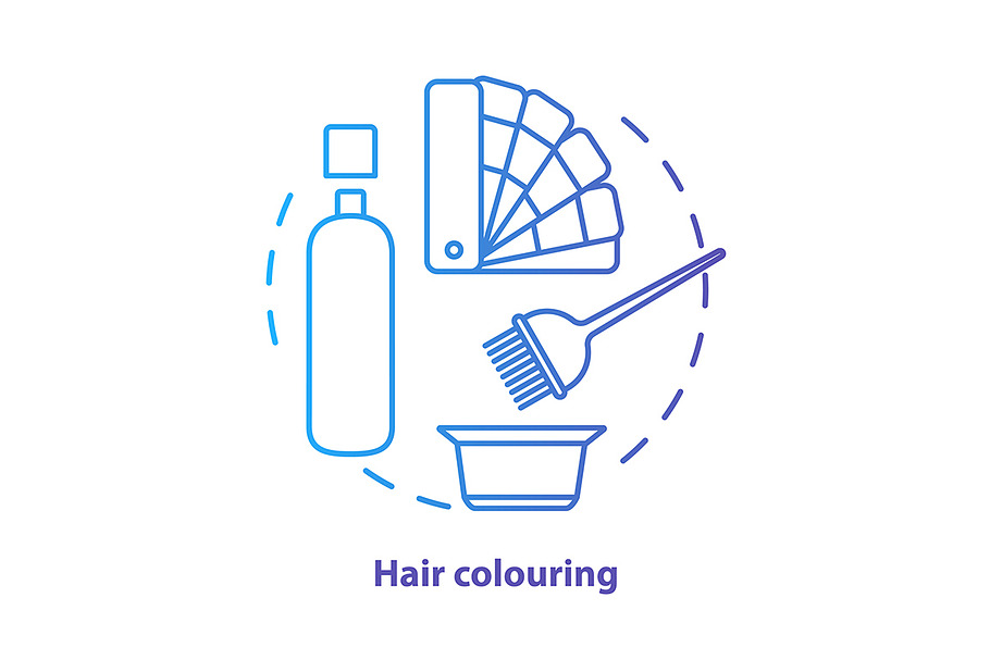 Hair colouring blue concept icon
