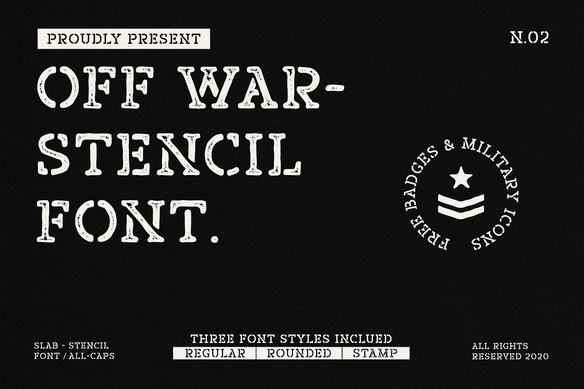 Off War - Stencil Font in Slab Serif Fonts - product preview 8