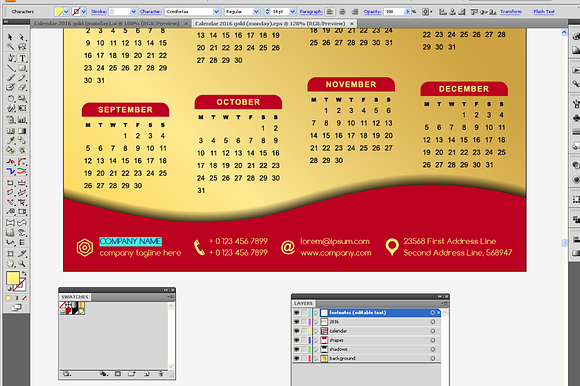 Calendar 2016 customizable template in Objects - product preview 4
