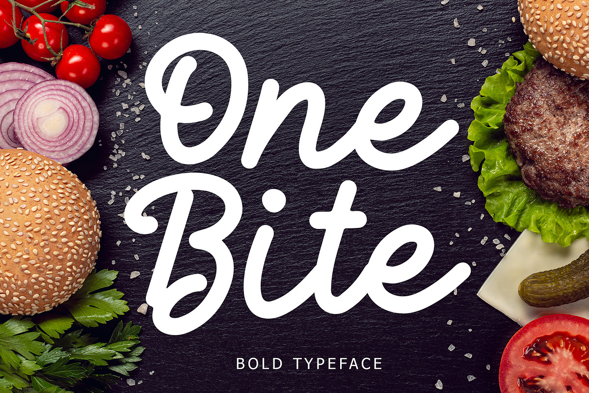 One Bite Bold Calligraphy Font in Script Fonts - product preview 8