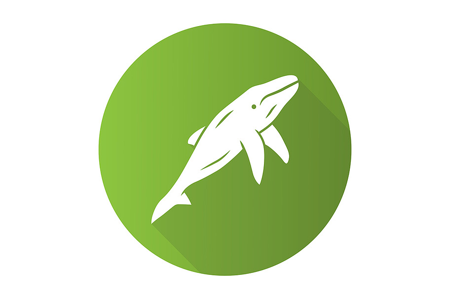 Whale green flat design glyph icon in Icons - product preview 8
