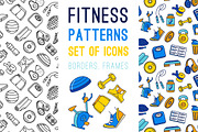 Sport fitness seamless icons pattern