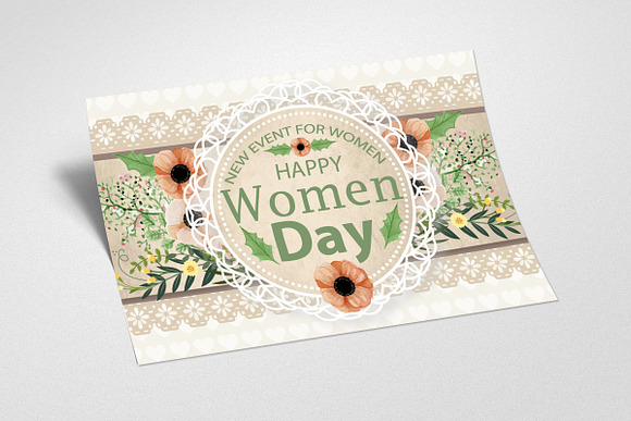 Floral Women's Day Greeting Card in Card Templates - product preview 1