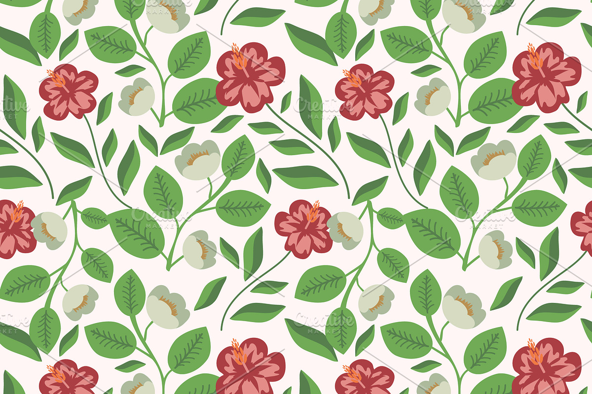 Tea plant and hibiscus in Patterns - product preview 8