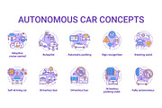 Autonomous car concept icons set