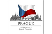 Prague - Czech city skyline black