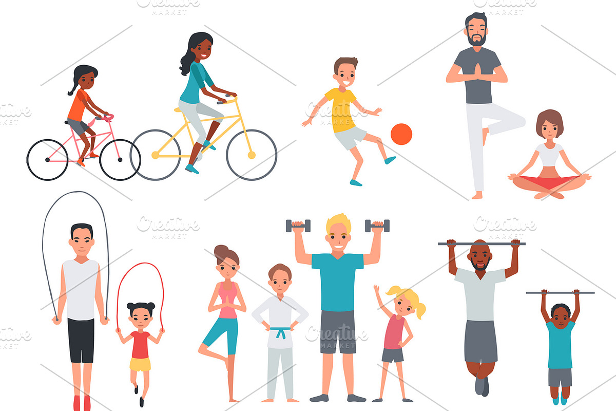 People flat fitness set in Icons - product preview 8