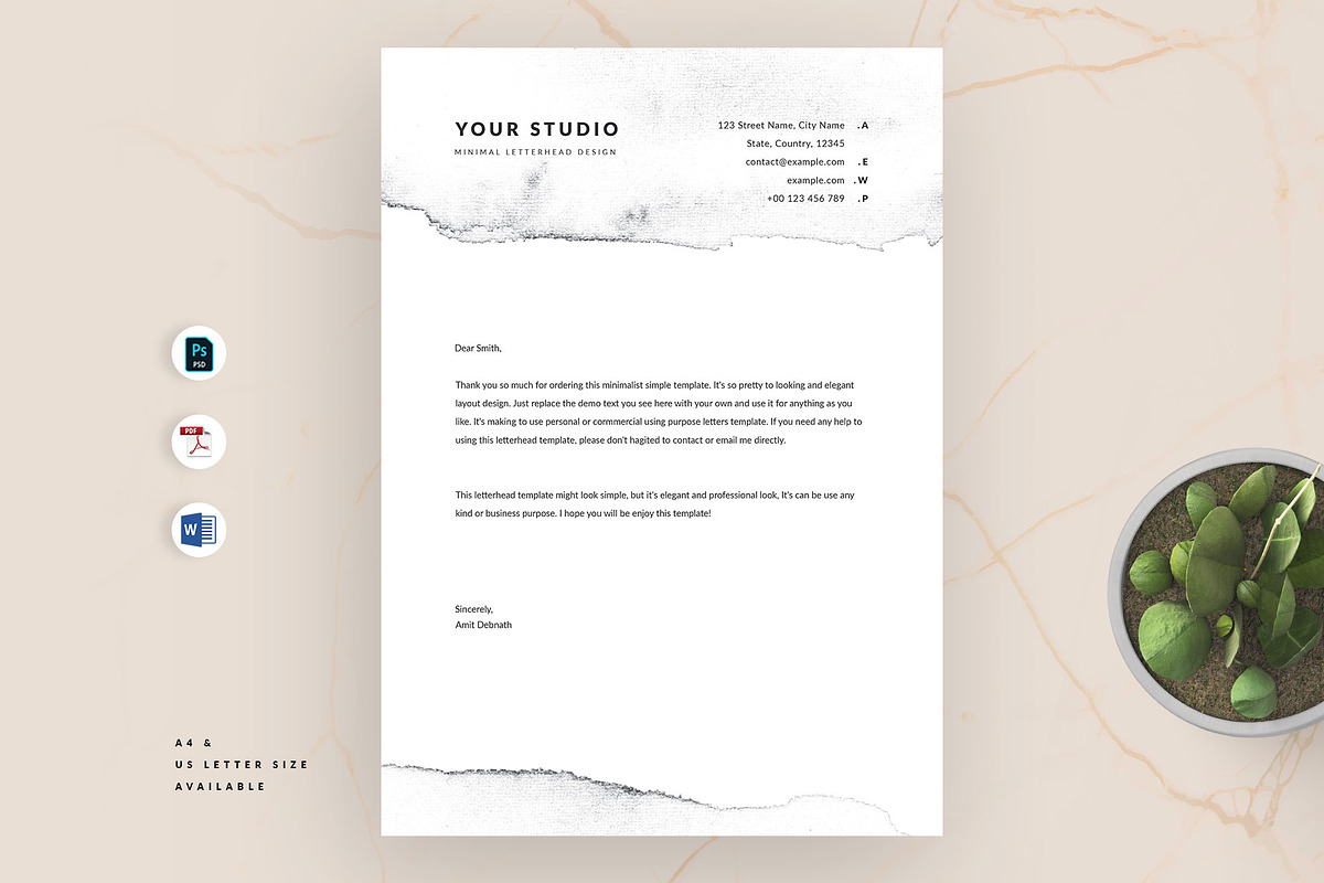 Simplify Minimal Letterhead in Stationery Templates - product preview 8