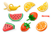 Strawberry, watermelon, lemon orange