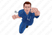 Superhero Nurse Doctor in Scrubs
