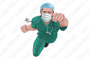 Superhero Nurse Doctor in Scrubs