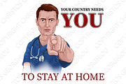 Nurse Doctor Pointing Your Country