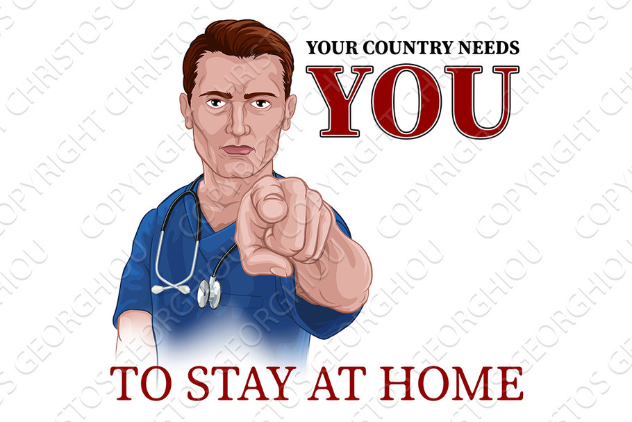 Nurse Doctor Pointing Your Country in Illustrations - product preview 8