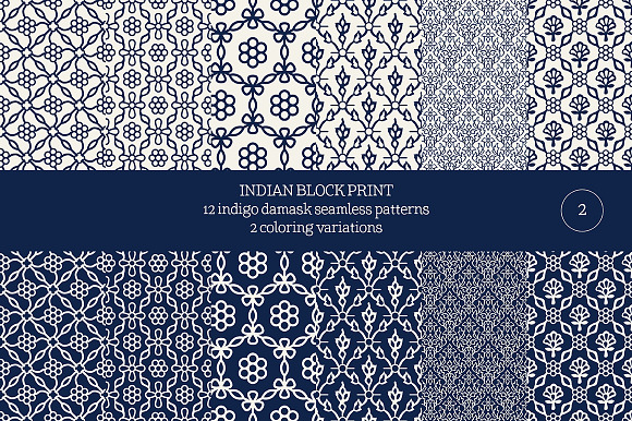 Blue Indian Block Print: Damask in Patterns - product preview 1