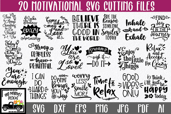 Motivational SVG Cut File Bundle in Illustrations - product preview 7