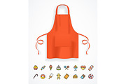 Apron and Thin Line Icon. Vector
