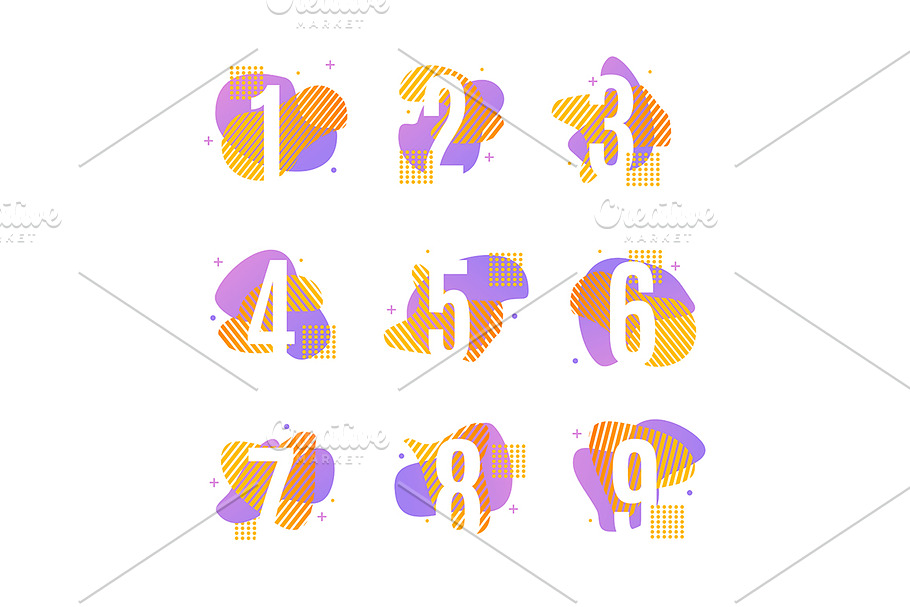Numbers Memphis Style Element Set. in Icons - product preview 8