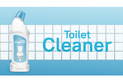 Toilet cleaner banner with liquid