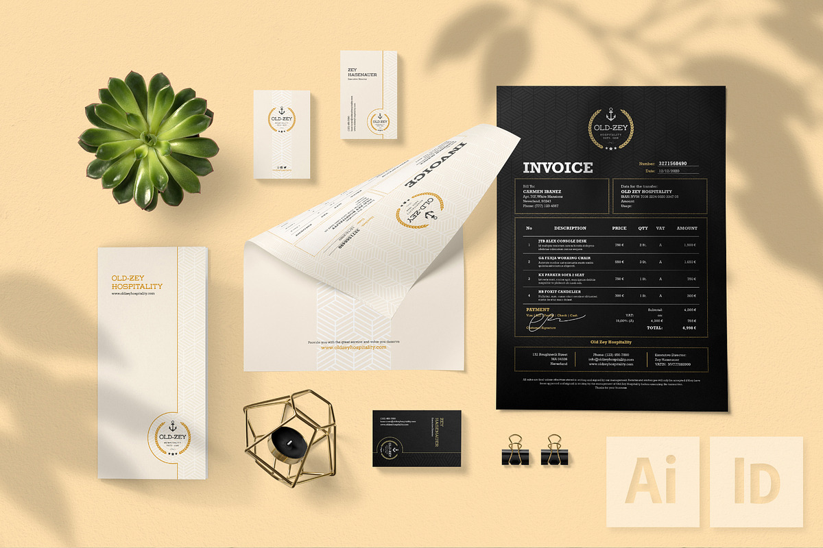Old Zey Hospitality Branding Bundle in Stationery Templates - product preview 8