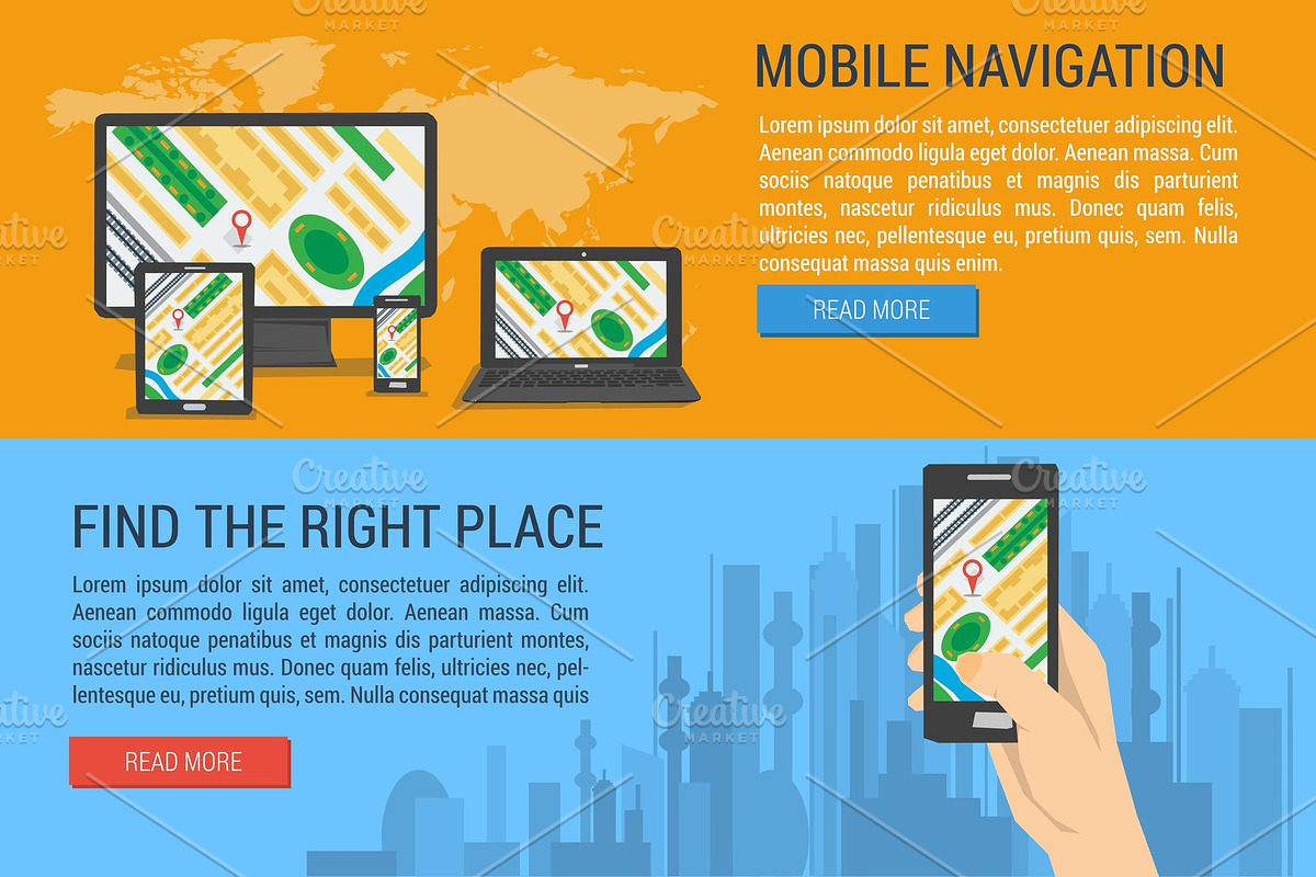 Two banners - mobile navigation in Illustrations - product preview 8