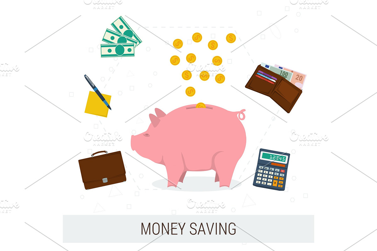 Concept money saving flat in Illustrations - product preview 8