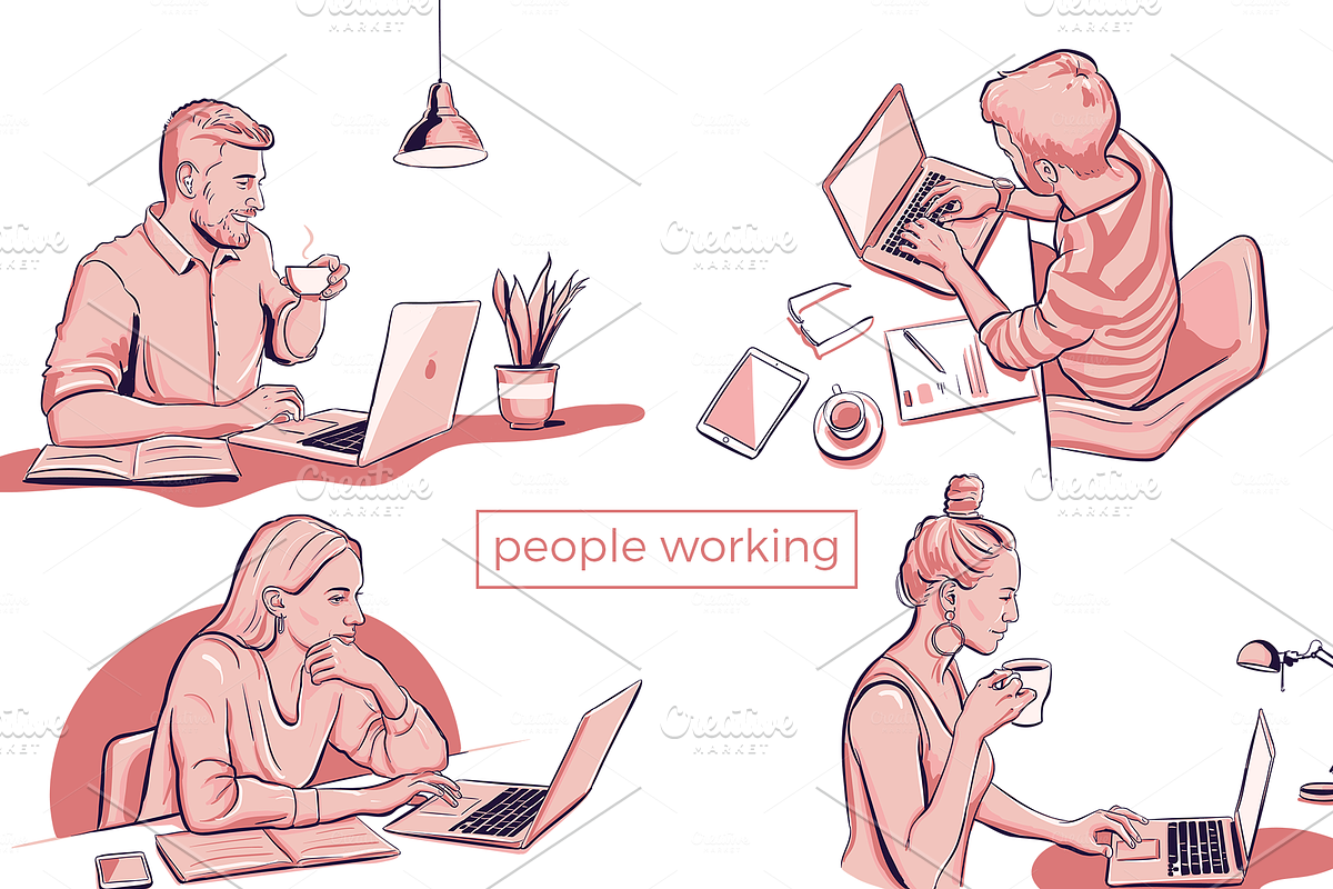 People. Work from home in Illustrations - product preview 8