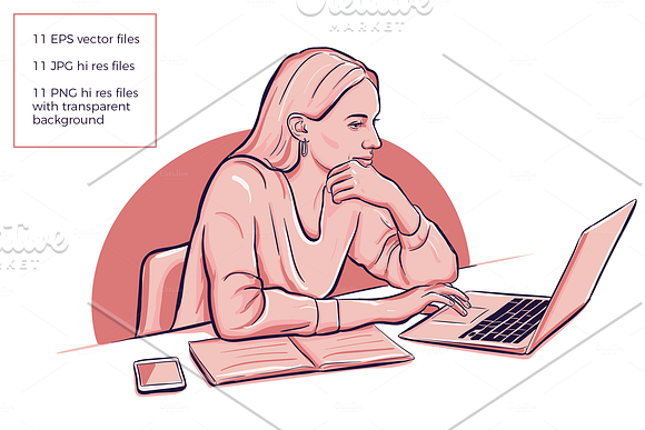 People. Work from home in Illustrations - product preview 1