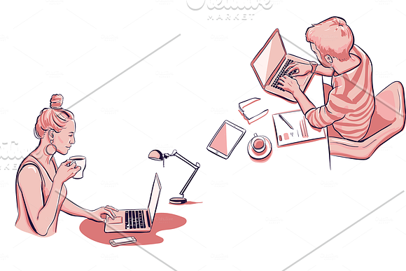 People. Work from home in Illustrations - product preview 6