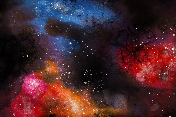 Space Watercolor Backgrounds Set in Textures - product preview 1