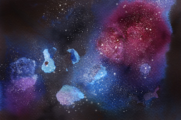 Space Watercolor Backgrounds Set in Textures - product preview 4