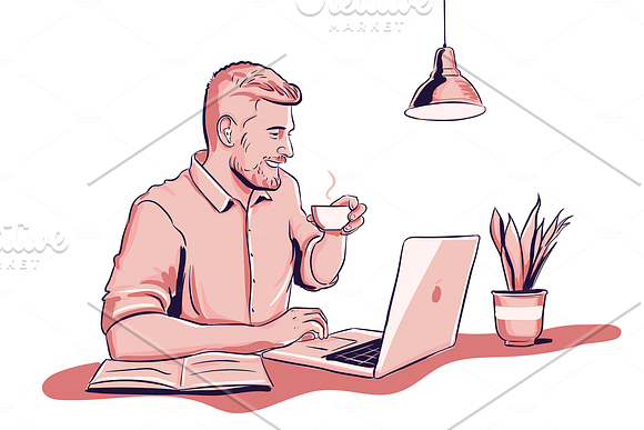 People. Work from home in Illustrations - product preview 7