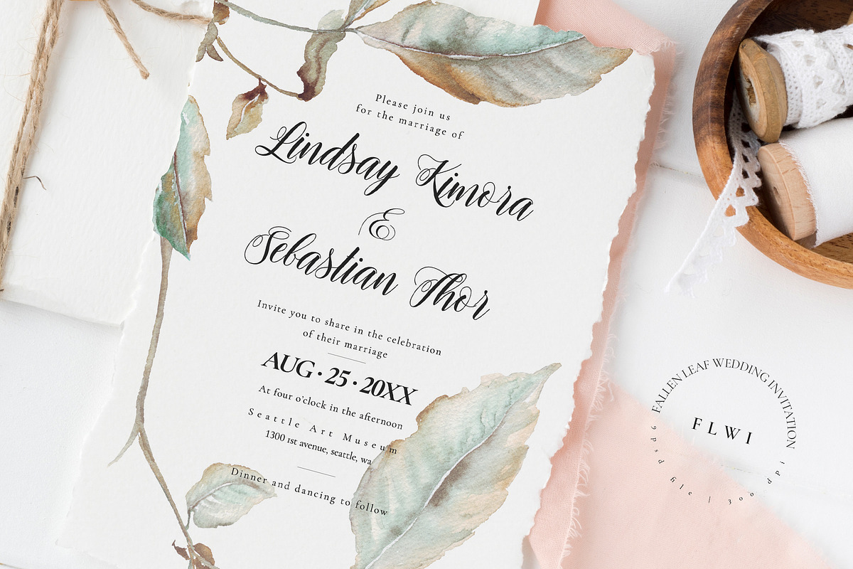 Fallen Leaf Wedding Invitation in Wedding Templates - product preview 8