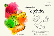 Watercolor handcrafted vegetables