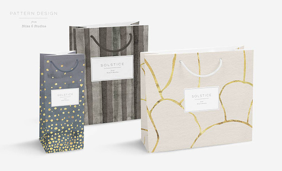 Winter's Pond Watercolor & Gold in Patterns - product preview 5