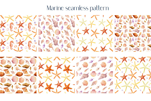 Watercolor starfish, shells, crabs in Illustrations - product preview 3